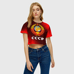 Футболка 3D укороченная женская СССР USSR, цвет: 3D-принт — фото 2