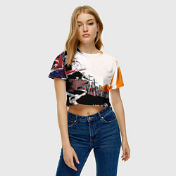 Футболка 3D укороченная женская Афросамурай аниме, цвет: 3D-принт — фото 2