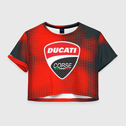 Футболка 3D укороченная женская Ducati Corse logo, цвет: 3D-принт
