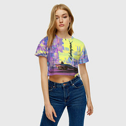 Футболка 3D укороченная женская Cyberpunk 2077, цвет: 3D-принт — фото 2