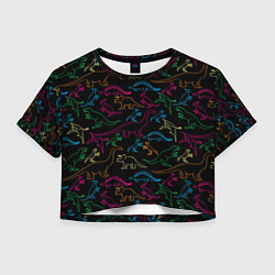 Футболка 3D укороченная женская Динозавры, цвет: 3D-принт