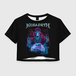 Футболка 3D укороченная женская MEGADETH, цвет: 3D-принт