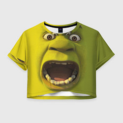 Футболка 3D укороченная женская Shrek is Yelling, цвет: 3D-принт