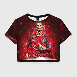 Футболка 3D укороченная женская Cristiano Ronaldo Portugal, цвет: 3D-принт