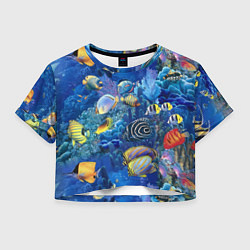 Футболка 3D укороченная женская Коралловые рыбки, цвет: 3D-принт