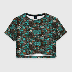 Футболка 3D укороченная женская Тяжелоатлет, цвет: 3D-принт