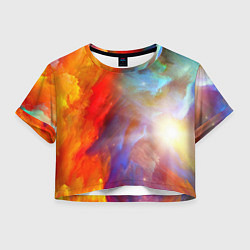 Футболка 3D укороченная женская Сине-желтое небо, цвет: 3D-принт