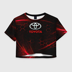 Футболка 3D укороченная женская Toyota Неоновые соты, цвет: 3D-принт