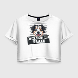 Футболка 3D укороченная женская Австралийская Овчарка Australian Shepherd, цвет: 3D-принт