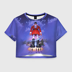 Футболка 3D укороченная женская New Years Nutcracker giant, цвет: 3D-принт