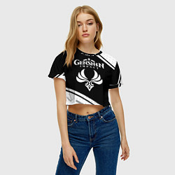 Футболка 3D укороченная женская ГЕНШИН ИМПАКТ - АНЕМО Графика, цвет: 3D-принт — фото 2