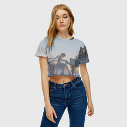 Футболка 3D укороченная женская LUMINE PLAYS PIANO GENSHIN IMPACT, цвет: 3D-принт — фото 2