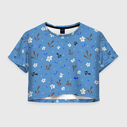 Футболка 3D укороченная женская Цветочки мелкие, цвет: 3D-принт