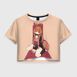 Футболка 3D укороченная женская Raccoon andTanuki, цвет: 3D-принт