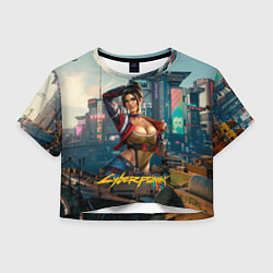 Футболка 3D укороченная женская Panam Cyberpunk2077 18, цвет: 3D-принт
