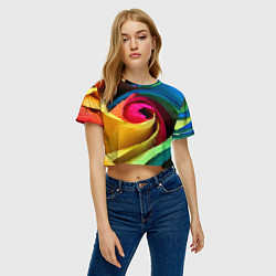 Футболка 3D укороченная женская Роза fashion 2022, цвет: 3D-принт — фото 2