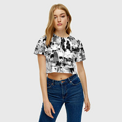 Футболка 3D укороченная женская Psycho Pass pattern, цвет: 3D-принт — фото 2