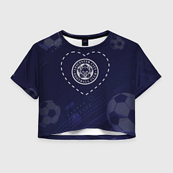 Женский топ Лого Leicester City в сердечке на фоне мячей