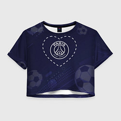 Женский топ Лого PSG в сердечке на фоне мячей