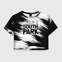 Футболка 3D укороченная женская Южный парк - персонажи и логотип South Park, цвет: 3D-принт