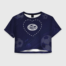 Женский топ Лого PSV в сердечке на фоне мячей