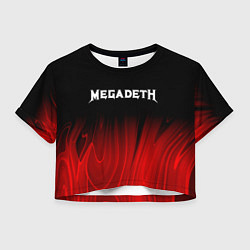 Футболка 3D укороченная женская Megadeth Red Plasma, цвет: 3D-принт