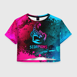 Футболка 3D укороченная женская Scorpions Neon Gradient, цвет: 3D-принт