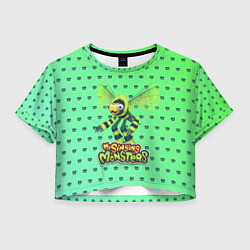 Футболка 3D укороченная женская My singing Monsters - Жужук, цвет: 3D-принт