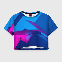 Футболка 3D укороченная женская Абстрактные геометрические фигуры - Синий, цвет: 3D-принт