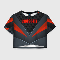 Футболка 3D укороченная женская CrossFit - Техно броня, цвет: 3D-принт