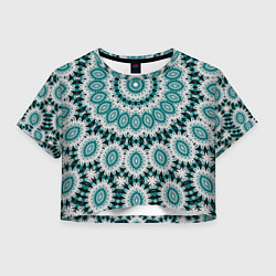 Футболка 3D укороченная женская Этнический узор Мандала, цвет: 3D-принт