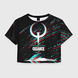 Женский топ Quake в стиле glitch и баги графики на темном фоне
