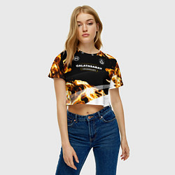 Футболка 3D укороченная женская Galatasaray legendary sport fire, цвет: 3D-принт — фото 2