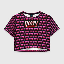 Футболка 3D укороченная женская Poppy Playtime - Kissy Missy Pattern - Huggy Wuggy, цвет: 3D-принт