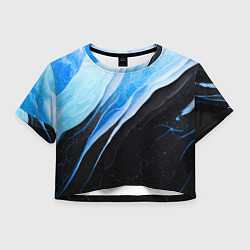 Футболка 3D укороченная женская Тёмно-синий мрамор, цвет: 3D-принт