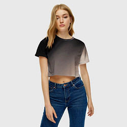 Футболка 3D укороченная женская Черный, серый бежевый градиент, цвет: 3D-принт — фото 2