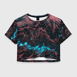 Футболка 3D укороченная женская Красочные растекания, цвет: 3D-принт