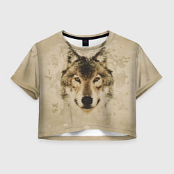 Футболка 3D укороченная женская Полигональная голова волка, цвет: 3D-принт