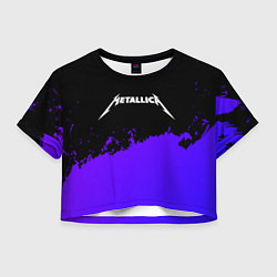 Футболка 3D укороченная женская Metallica purple grunge, цвет: 3D-принт