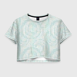 Футболка 3D укороченная женская Круги на клетчатом серо-белом фоне, цвет: 3D-принт