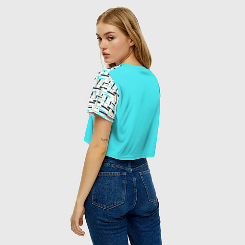 Женский топ Голубой неоновый геометрический узор / 3D-принт – фото 4