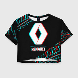 Женский топ Значок Renault в стиле glitch на темном фоне