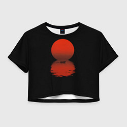 Футболка 3D укороченная женская Закат красного солнца, цвет: 3D-принт