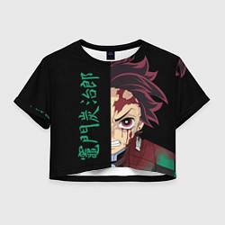 Футболка 3D укороченная женская Танджиро из Demon Slayer, цвет: 3D-принт
