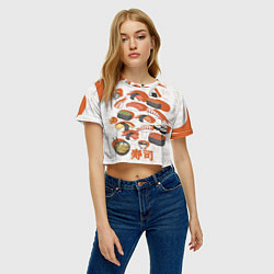 Футболка 3D укороченная женская Японская еда, цвет: 3D-принт — фото 2