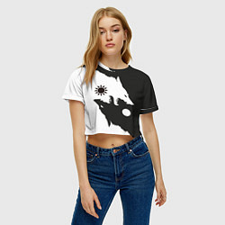 Футболка 3D укороченная женская Волки инь и ян, цвет: 3D-принт — фото 2