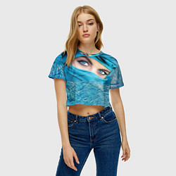 Футболка 3D укороченная женская Синеглазая девушка в хиджабе, цвет: 3D-принт — фото 2