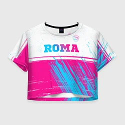 Футболка 3D укороченная женская Roma neon gradient style: символ сверху, цвет: 3D-принт