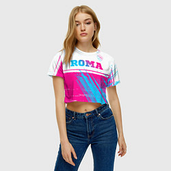 Футболка 3D укороченная женская Roma neon gradient style: символ сверху, цвет: 3D-принт — фото 2