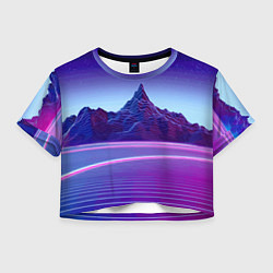 Футболка 3D укороченная женская Neon mountains - Vaporwave, цвет: 3D-принт